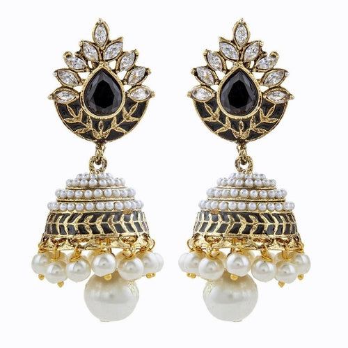 Black Meena Marquise American Diamond Jhumki Earring For Women