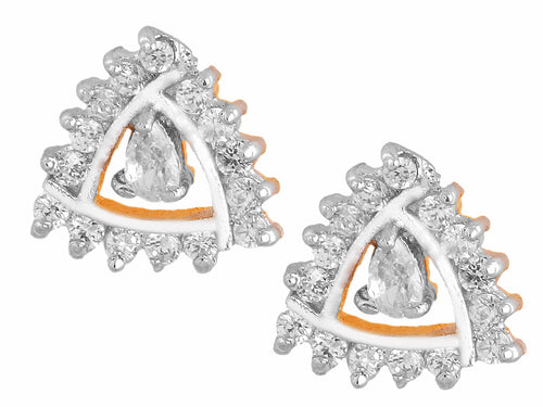 Daily Wear Flower 18K Gold Plated American Diamond Stud Earring For Women