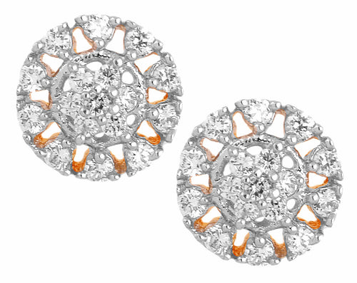Daily Wear Flower 18K Gold Plated American Diamond Stud Earring For Women