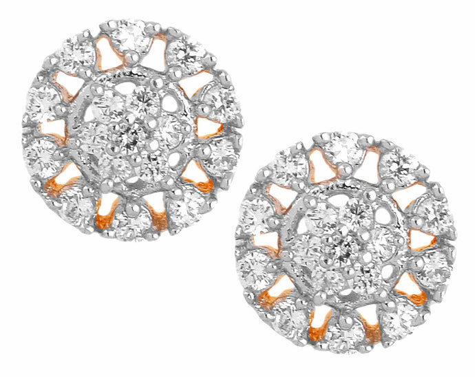 Daily Wear Flower 18K Gold Plated American Diamond Stud Earring For Women