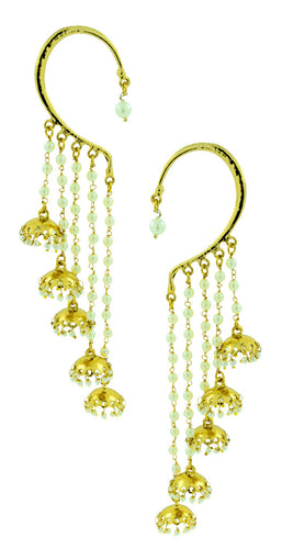 Cluster Pearl Gold Plated Jhumki Ear Cuff Pair Earring For Women