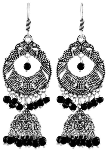 Bali Antique Black Oxidized German Silver Jhumki Earring For Women